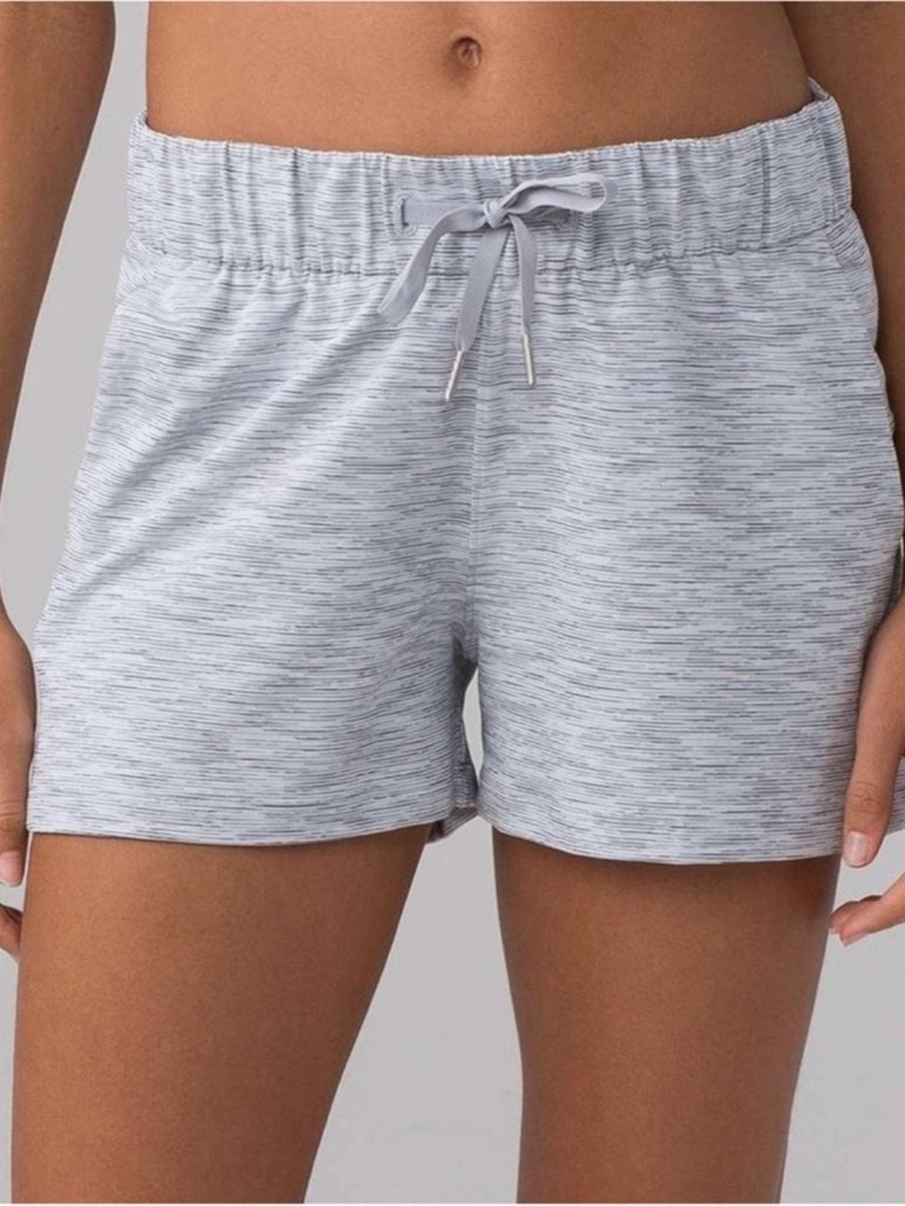 lululemon athletica On the Fly Light Heather Gray Drawstring Athletic Shorts